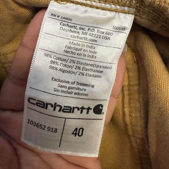 Carhartt Men's 40 Relaxed Fit Brown Cargo Shorts Cotton Stretch - Picture 6 of 8